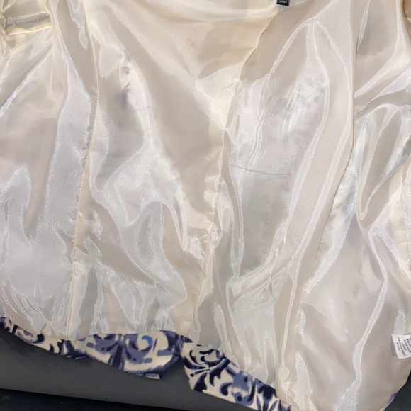 Notations ladies petite blue white floral blazer lace trim light jacket Small PS - Picture 8 of 9